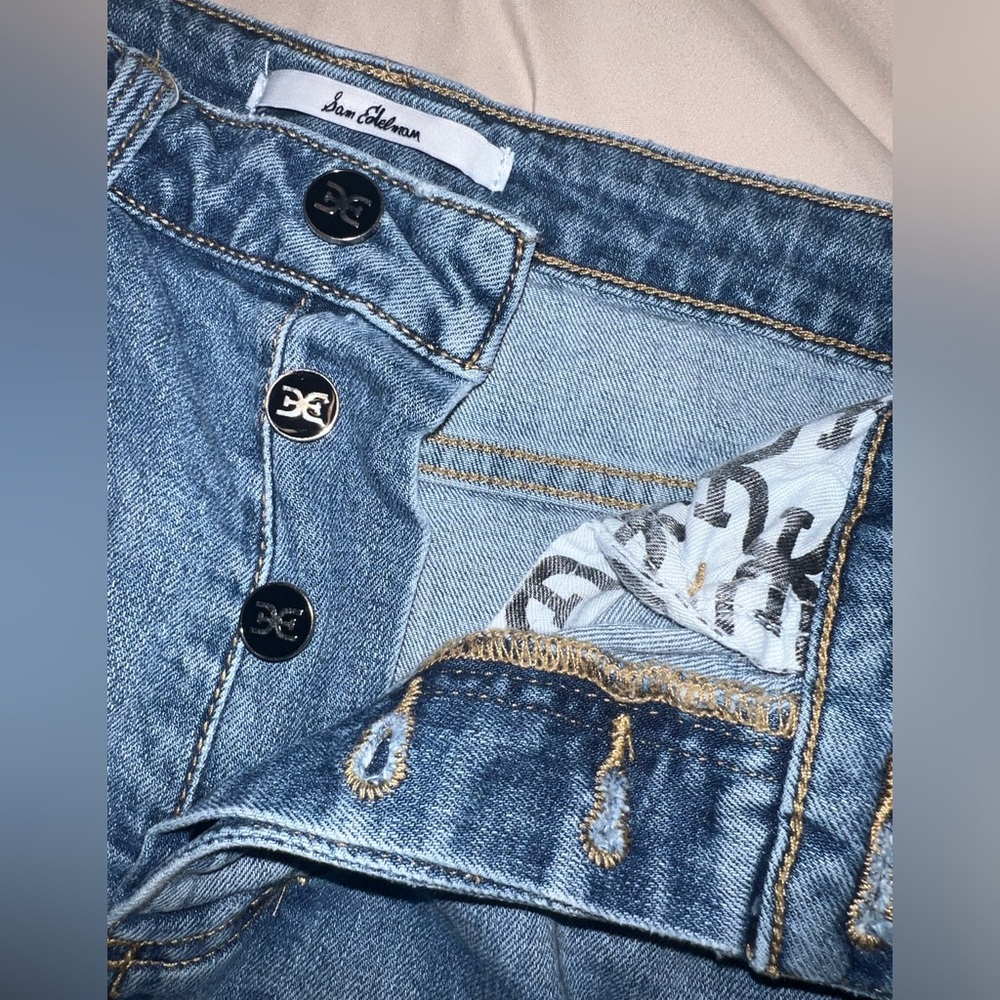 Sam Edelman Blue Boyfriend Jeans with Silvery Detail